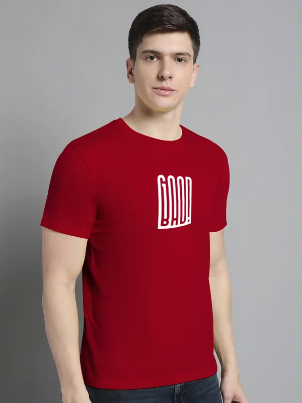 Maroon_Cotton_Good_Bad_Print_Round_Neck_T-Shirt_For_Men