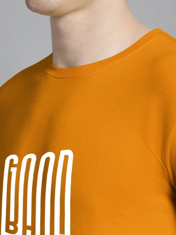 Mustard_Cotton_Good_Bad_Print_Round_Neck_T-Shirt_For_Men