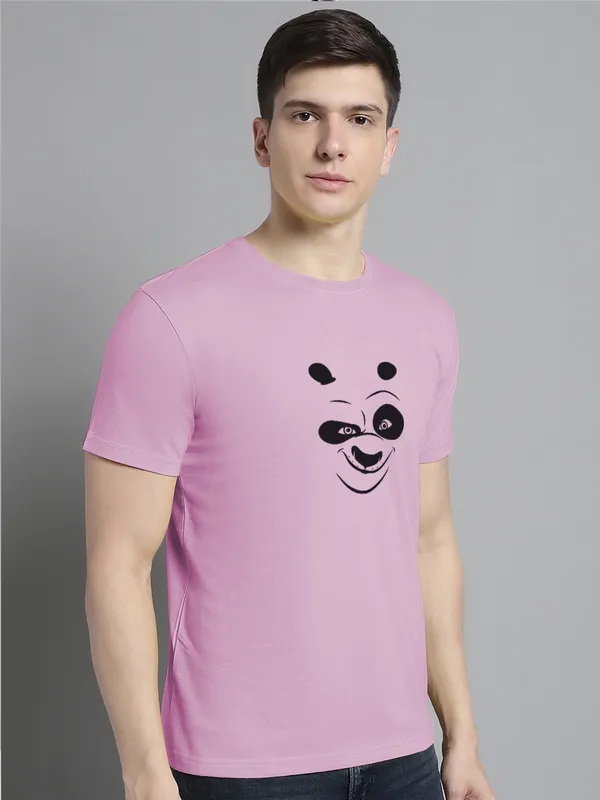 Purple_Cotton_Panda_Print_Round_Neck_T-Shirt_For_Men