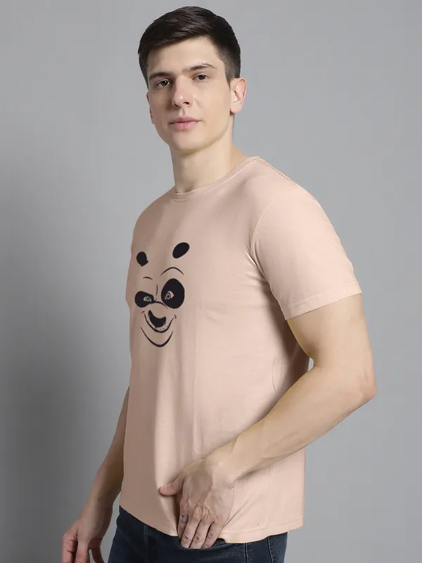 Coral_Cotton_Panda_Print_Round_Neck_T-Shirt_For_Men