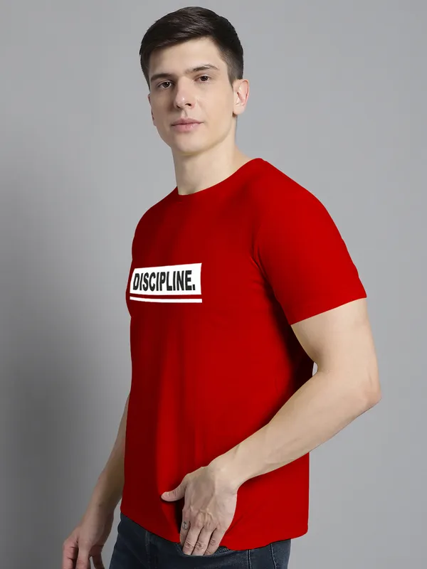 Red_Cotton_Discipline_Print_Round_Neck_T-Shirt_For_Men