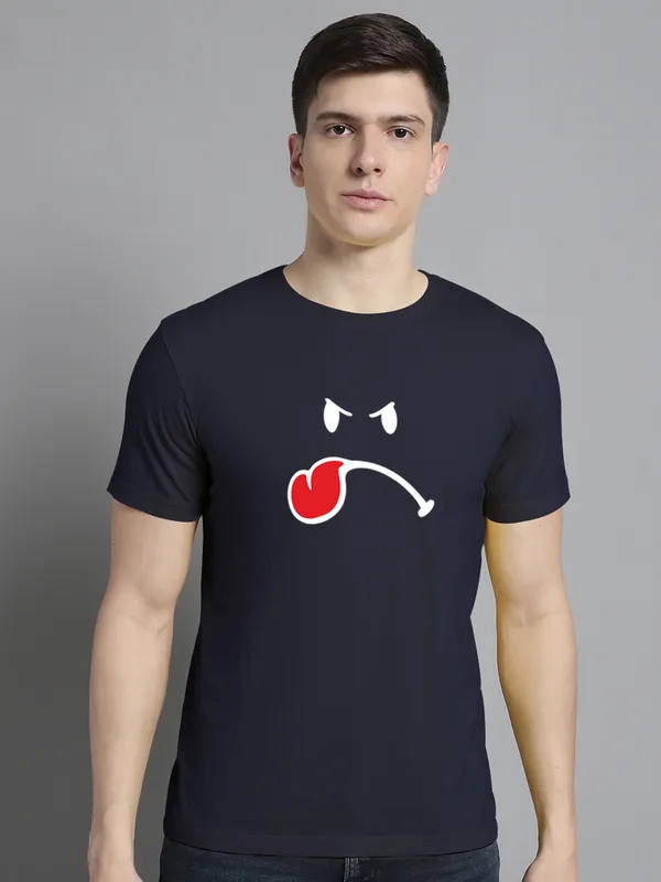Pack_of_2_Red_&_Navy_Blue_Cotton_Rib_Trimmed_Neckline_Printed_T-Shirt_For_Men