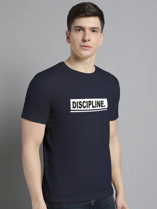 Navy_Blue_Cotton_Discipline_Print_Round_Neck_T-Shirt_For_Men