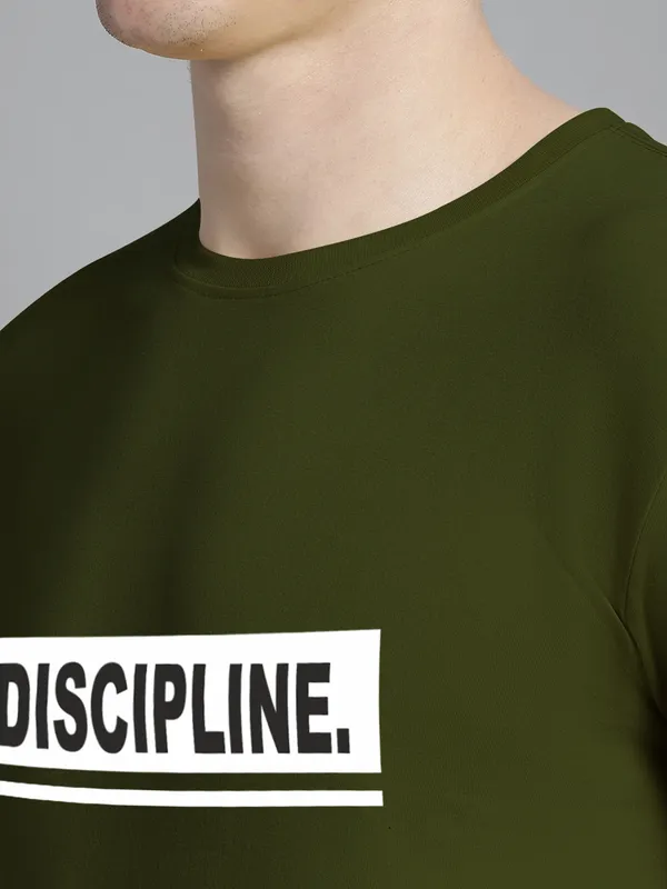 Olive_Green_Cotton_Discipline_Print_Round_Neck_T-Shirt_For_Men