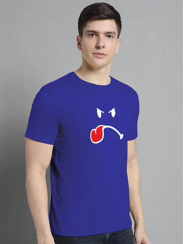 Blue_Cotton_Imoji_Print_Round_Neck_T-Shirt_For_Men