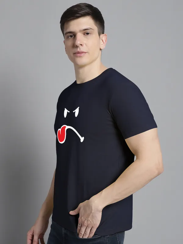 Navy_Blue_Cotton_Imoji_Print_Round_Neck_T-Shirt_For_Men