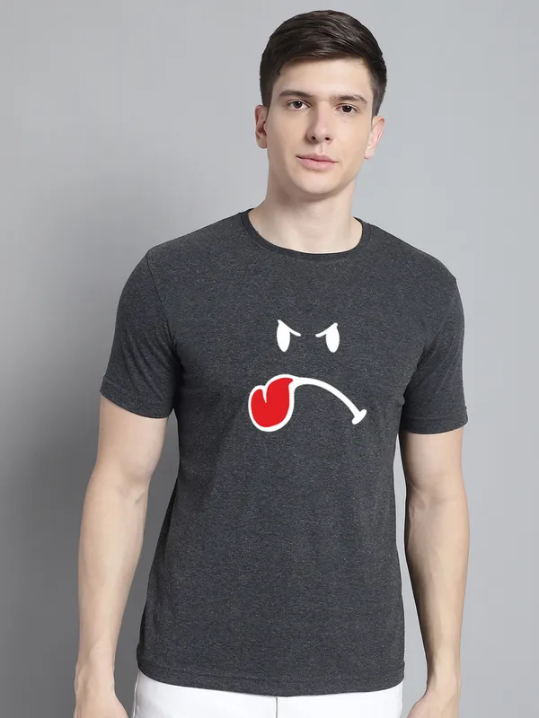 Pack_of_2_Dark_Grey_&_Red_Cotton_Rib_Trimmed_Neckline_Printed_T-Shirt_For_Men