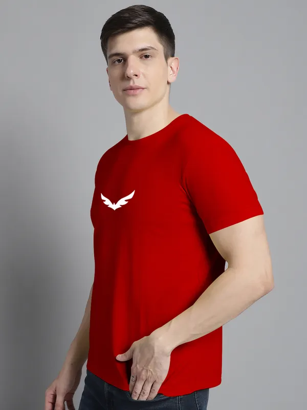 Red_Cotton_Bat_Print_Round_Neck_T-Shirt_For_Men