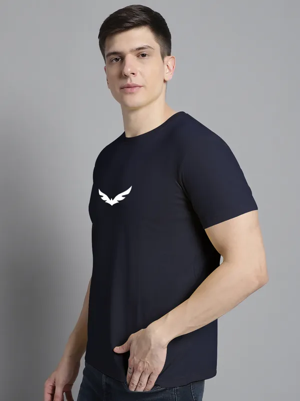 Navy_Blue_Cotton_Bat_Print_Round_Neck_T-Shirt_For_Men
