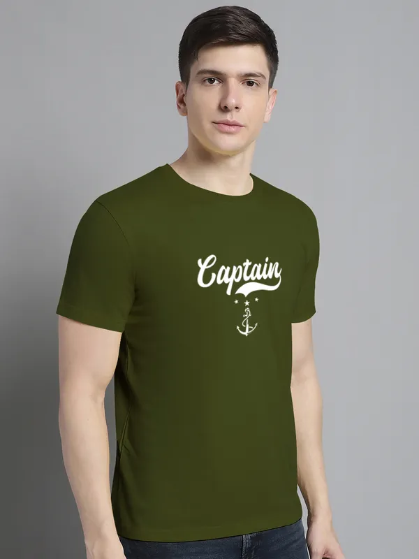 Olive_Green_Cotton_Captain_Print_Round_Neck_T-Shirt_For_Men