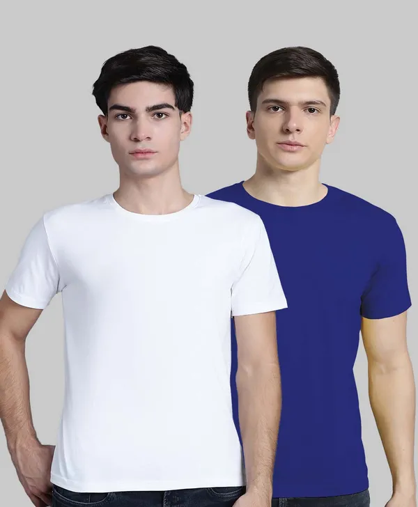 Pack_of_2_White_&_Blue_Cotton_Round_Neck_T-Shirt_For_Men