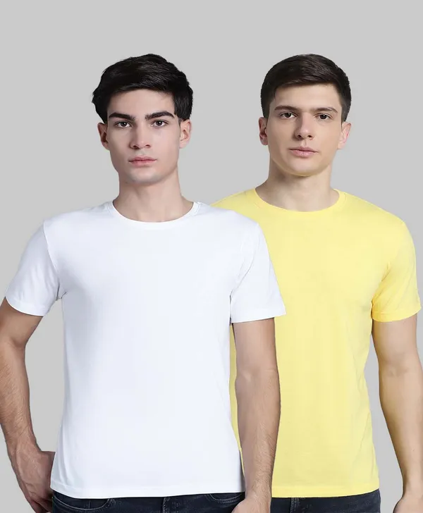 Pack_of_2_White_&_Yellow_Cotton_Round_Neck_T-Shirt_For_Men