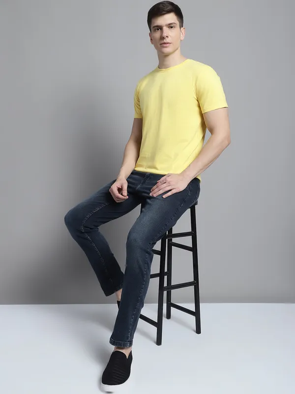 Pack_of_2_White_&_Yellow_Cotton_Round_Neck_T-Shirt_For_Men