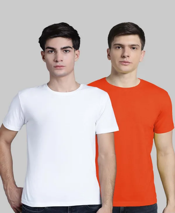 Pack_of_2_White_&_Orange_Cotton_Round_Neck_T-Shirt_For_Men