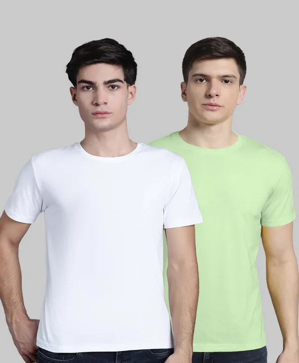 Pack_of_2_White_&_Sea_Green_Cotton_Round_Neck_T-Shirt_For_Men