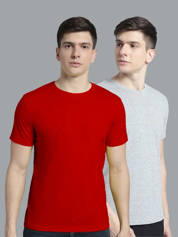 Pack_of_2_Red_&_Grey_Cotton_Round_Neck_T-Shirt_For_Men