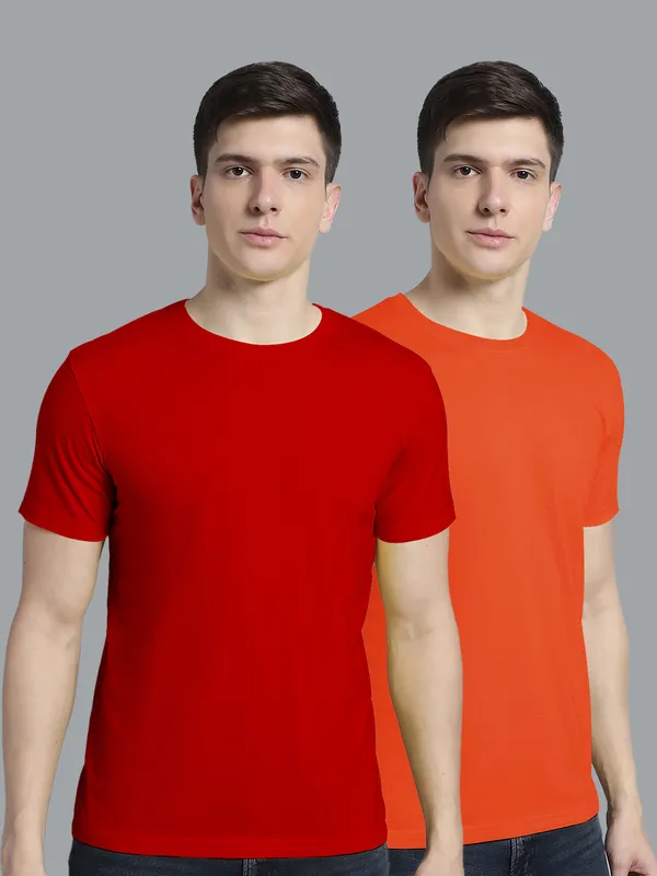 Pack_of_2_Red_&_Orange_Cotton_Round_Neck_T-Shirt_For_Men