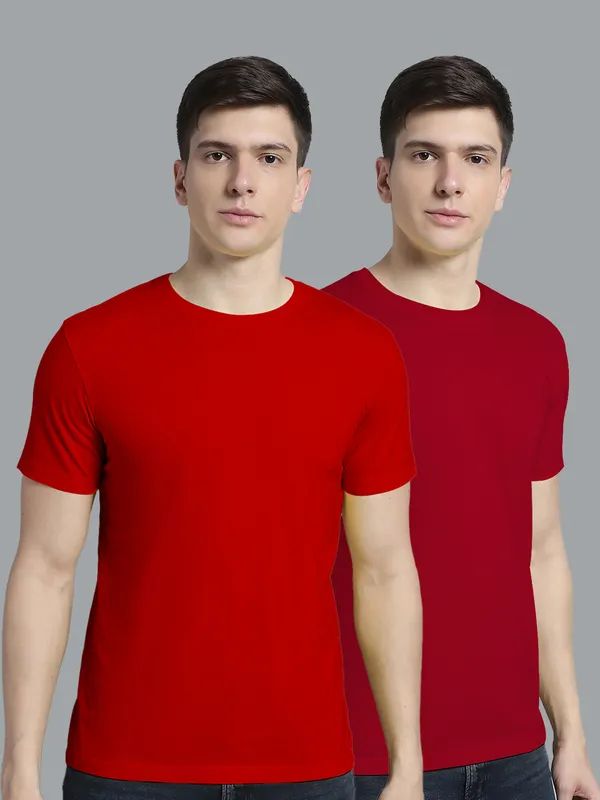 Pack_of_2_Red_&_Maroon_Cotton_Round_Neck_T-Shirt_For_Men