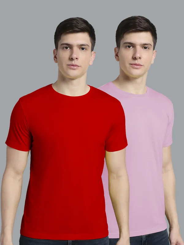 Pack_of_2_Red_&_Purple_Cotton_Round_Neck_T-Shirt_For_Men