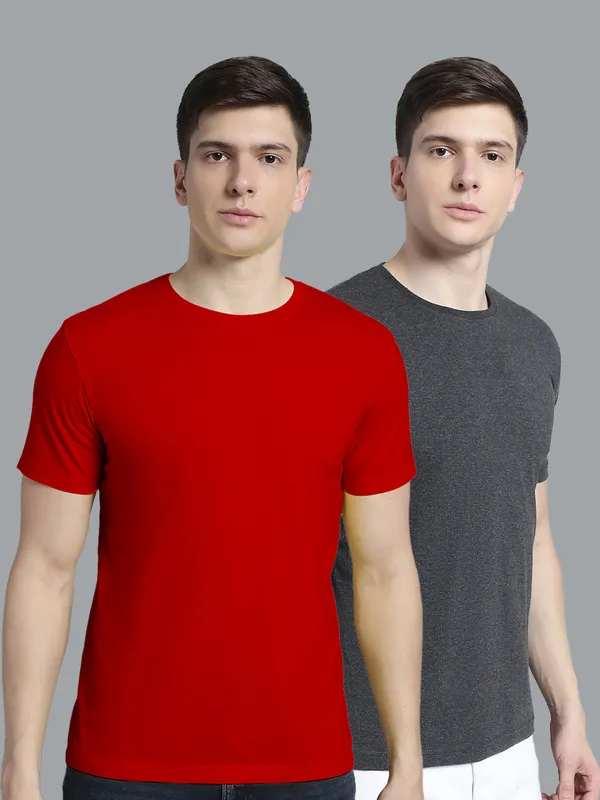Pack_of_2_Red_&_Grey_Cotton_Round_Neck_T-Shirt_For_Men