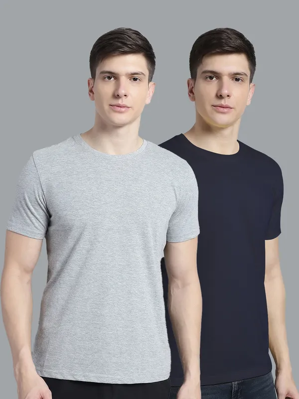 Pack_of_2_Grey_&_Navy_Blue_Cotton_Round_Neck_T-Shirt_For_Men