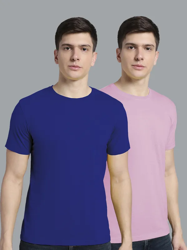 Pack_of_2_Blue_&_Purple_Cotton_Round_Neck_T-Shirt_For_Men