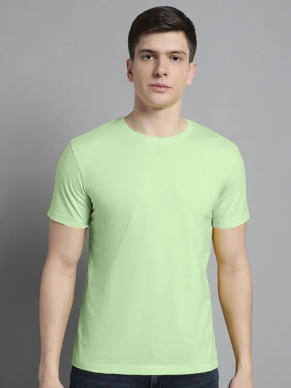 Pack_of_2_Blue_&_Sea_Green_Cotton_Round_Neck_T-Shirt_For_Men