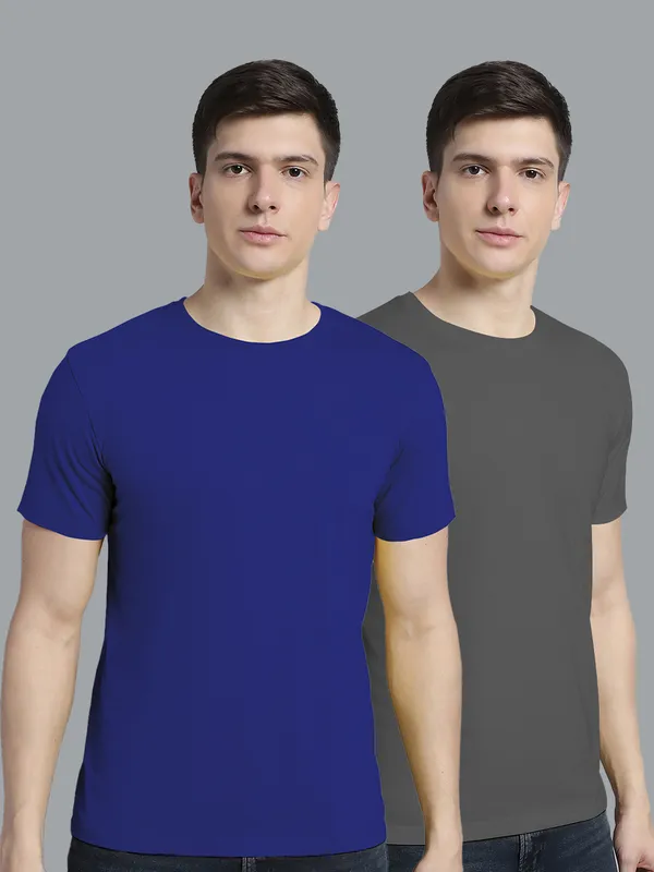 Pack_of_2_Blue_&_Grey_Cotton_Round_Neck_T-Shirt_For_Men
