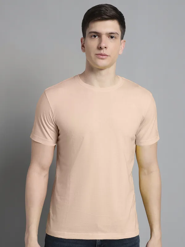 Pack_of_2_Yellow_&_Coral_Cotton_Round_Neck_T-Shirt_For_Men