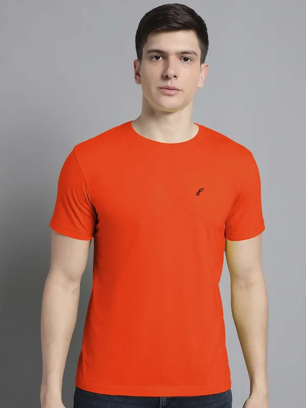 Pack_of_2_Orange_&_Maroon_Cotton_Round_Neck_T-Shirt_For_Men