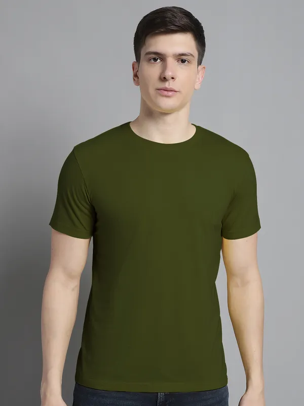 Pack_of_2_Orange_&_Olive_Green_Cotton_Round_Neck_T-Shirt_For_Men