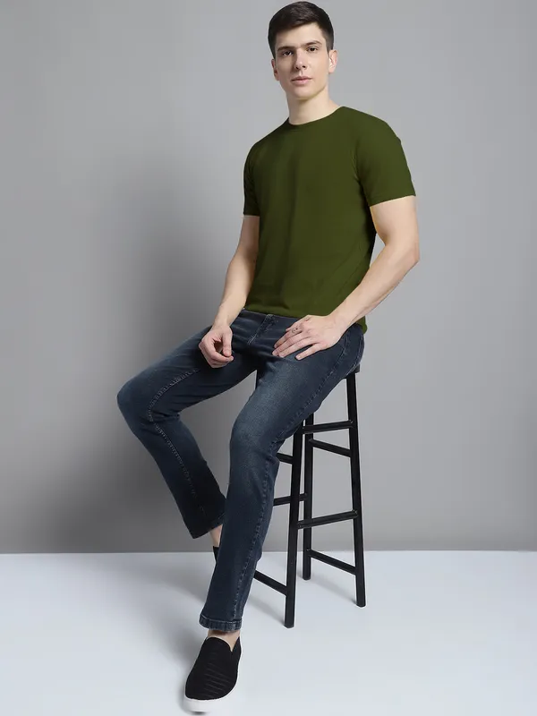Pack_of_2_Orange_&_Olive_Green_Cotton_Round_Neck_T-Shirt_For_Men