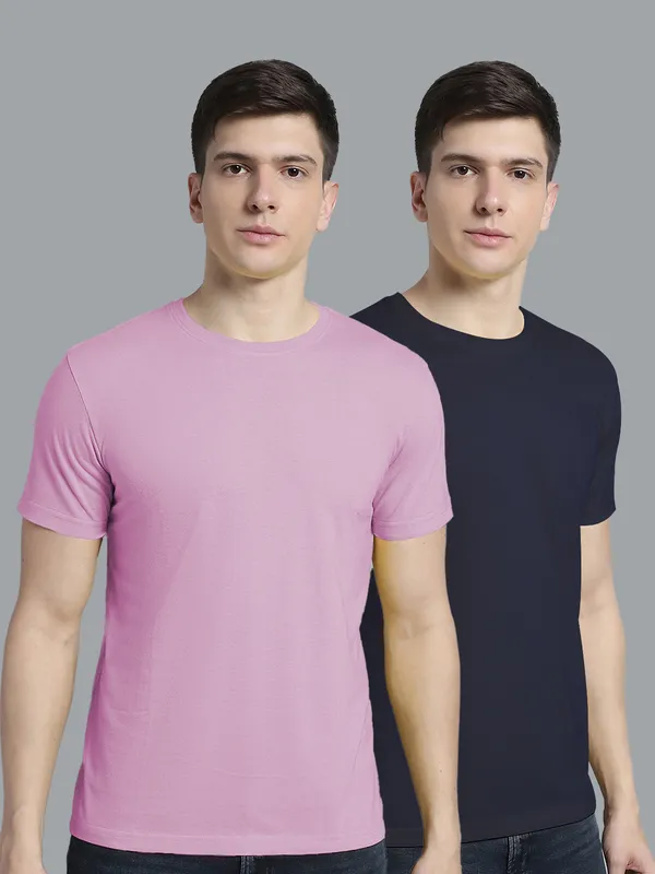 Pack_of_2_Purple_&_Navy_Blue_Cotton_Round_Neck_T-Shirt_For_Men