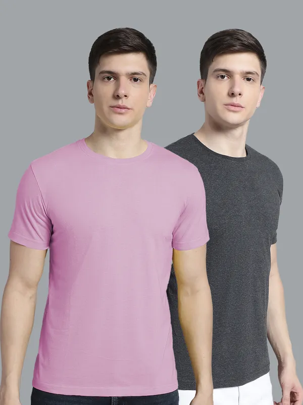 Pack_of_2_Purple_&_Grey_Cotton_Round_Neck_T-Shirt_For_Men