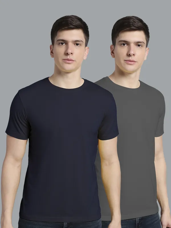 Pack_of_2_Navy_Blue_&_Grey_Cotton_Round_Neck_T-Shirt_For_Men
