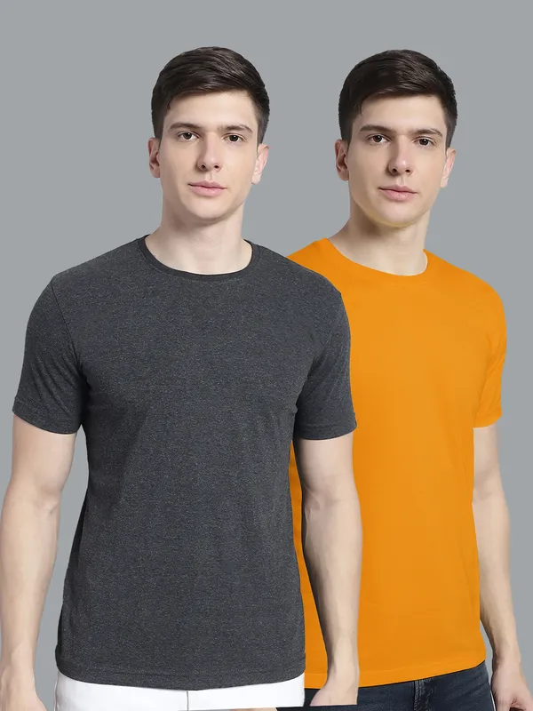 Pack_of_2_Grey_&_Mustard_Cotton_Round_Neck_T-Shirt_For_Men