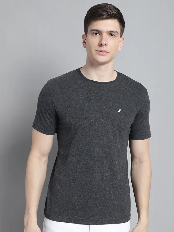 Pack_of_2_Grey_&_Coral_Cotton_Round_Neck_T-Shirt_For_Men