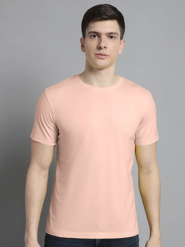 Pack_of_2_Grey_&_Coral_Cotton_Round_Neck_T-Shirt_For_Men