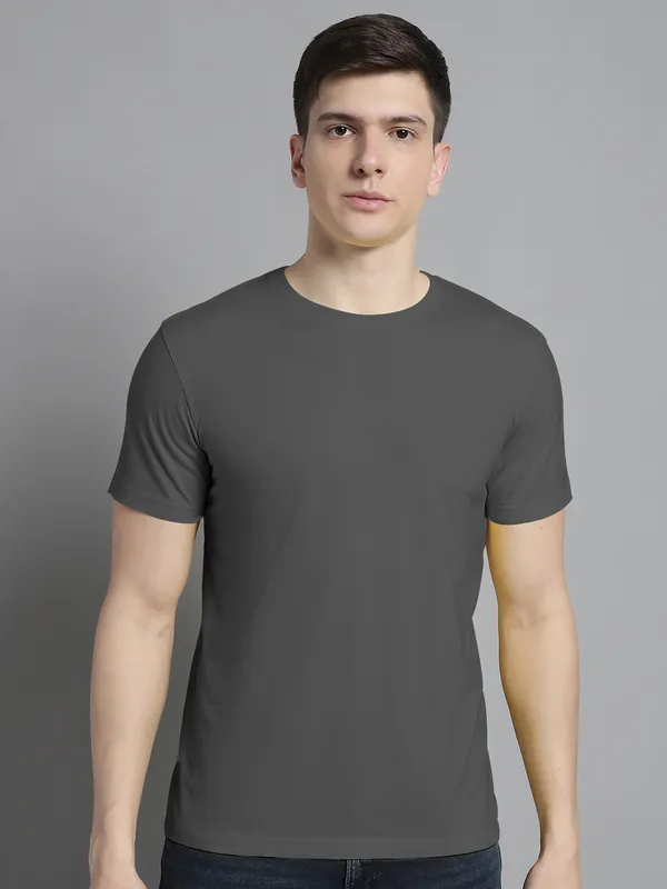 Pack_of_2_Olive_Green_&_Grey_Cotton_Round_Neck_T-Shirt_For_Men