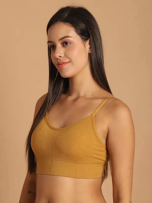 Mustard_Polyster_Sealess_Padded_Bra_For_Women