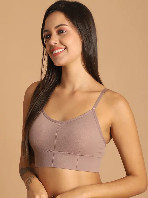 Wine_Polyster_Sealess_Padded_Bra_For_Women
