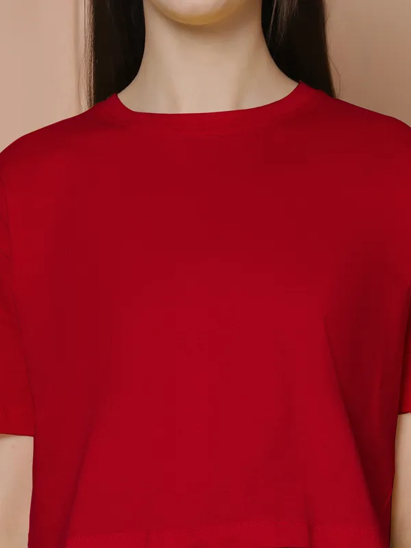 Women_Red_Oversized_Cotton_Tshirt
