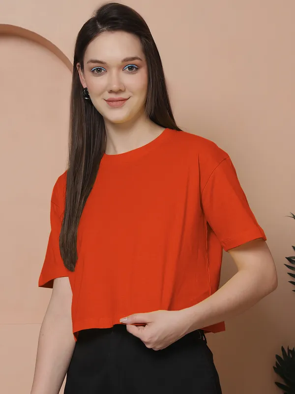 Women_Orange_Oversized_Cotton_Tshirt
