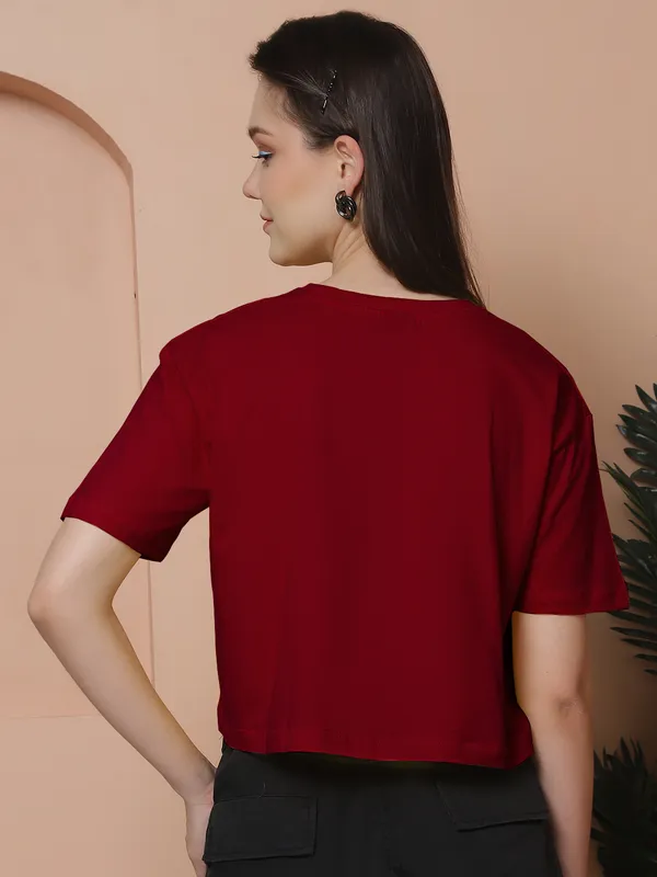 Women_Maroon_Oversized_Cotton_Tshirt