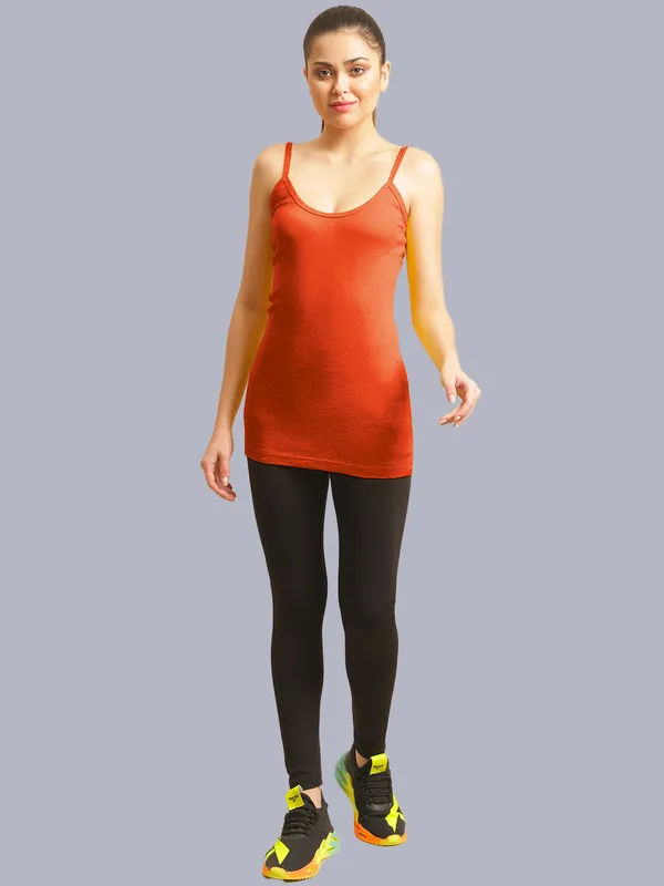 Orange_Cotton_Rib_Camisole_For_Women