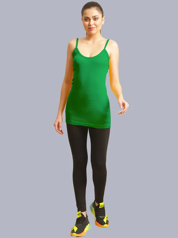 Green_Cotton_Rib_Camisole_For_Women