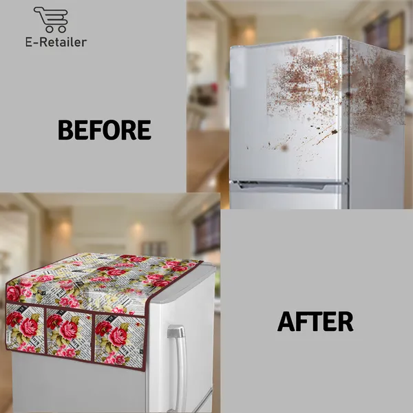 3-Layered_Refrigerator/Fridge_Top_Cover_With_6_Utility_Pockets_(Material-Polyester,_Color-Red,_Size-39x21_Inches)