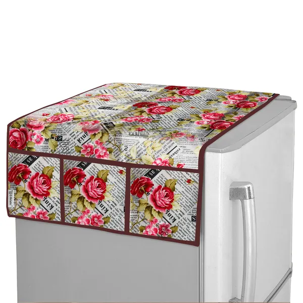 3-Layered_Refrigerator/Fridge_Top_Cover_With_6_Utility_Pockets_(Material-Polyester,_Color-Red,_Size-39x21_Inches)