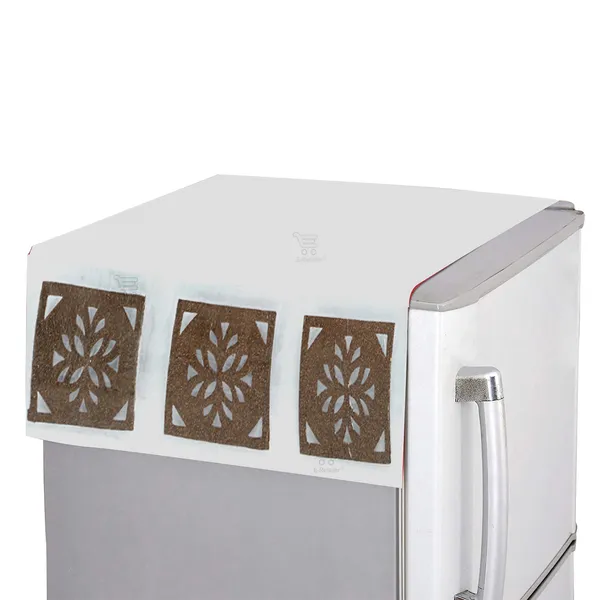 Refrigerator/Fridge_Top_Cover_With_6_Utility_Pockets_(Material-PVC,_Color-Transparent_Brown,_Size-39x22_Inches)
