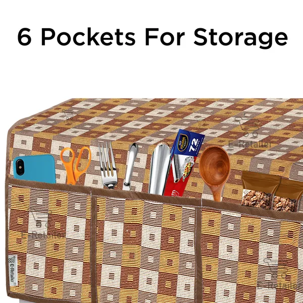 3-Layered_Refrigerator/Fridge_Top_Cover_With_6_Utility_Pockets_(Material-Cotridge,_Color-Brown,_Size-39x21_Inches)